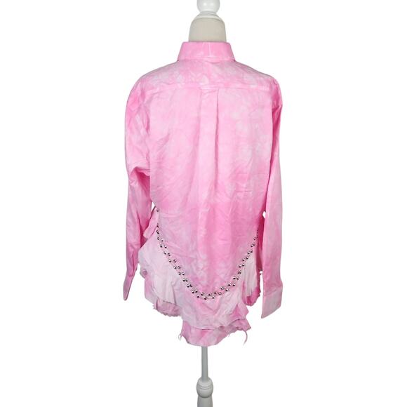 Free People Tricia Fix Pink Heart Washed Top Tie Dye Studded M - Picture 5 of 8